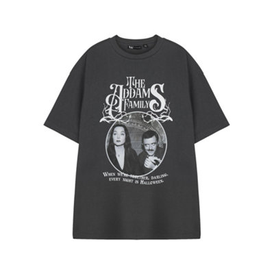 Vanilla Underground The Addams Family Unisex Grey Every Night Is Halloween Short Sleeved T-Shirt (Small)