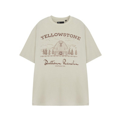 B&Q -  Yellowstone Mens Beige Barn Short Sleeved T-Shirt (Small)
