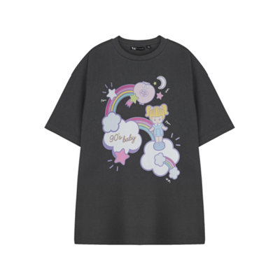 B&Q -  Polly Pocket Womens Grey 90's Baby Short Sleeved T-Shirt (X-Large)