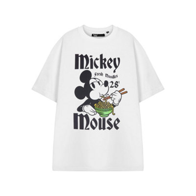 B&Q -  Disney Mickey Mouse Womens White Fresh Noodles Short Sleeved T-Shirt (Xx-Large)
