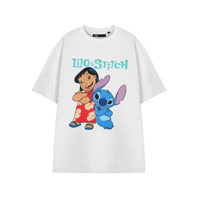B&Q -  Disney Womens White Lilo & Stitch Adults Short Sleeved T-Shirt (Large)