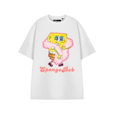 Vanilla Underground Spongebob Squarepants Womens White Feather Boa Short Sleeved T-Shirt (Xxx-Large) from B&Q
