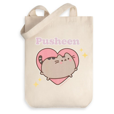 Vanilla Underground Pusheen Unisex Beige Heart Tote Bag (One Size) from B&Q