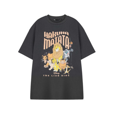 B&Q -  Disney Womens Grey Hakuna Matata Short Sleeved T-Shirt (Medium)