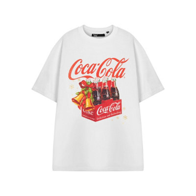 B&Q -  Coca Cola Unisex White 6 Pack Christmas Short Sleeved T-Shirt (Large)