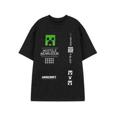 B&Q -  Minecraft Mens Black Hostile Behaviour Short Sleeved T-Shirt (X-Large)