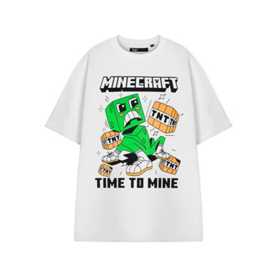B&Q -  Minecraft Mens White Time To Mine Short Sleeved T-Shirt (Large)