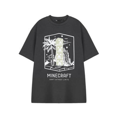 B&Q -  Minecraft Mens Grey Craft Without Limits Short Sleeved T-Shirt (Small)