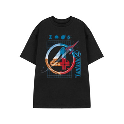 Vanilla Underground Black Marvel Grid Mens Fantastic Four Short Sleeved T-Shirt ) Small