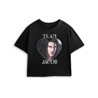 B&Q -  Twilight Womens Black Team Jacob Crop Cropped Short Sleeved T-Shirt (Medium)