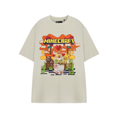 Vanilla Underground Minecraft Womens Beige Heart Animals Short Sleeved T-Shirt (X-Large) from B&Q