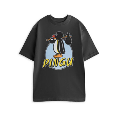 Vanilla Underground Pingu Unisex Grey Retro Short Sleeved T-Shirt (Large)