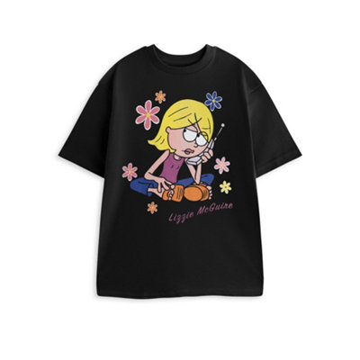 B&Q -  Disney Lizzie Mcguire Womens Black Phone Short Sleeved T-Shirt (Large)