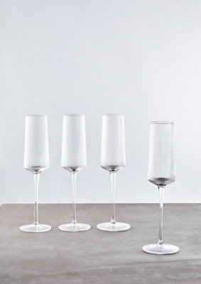 Eldon Set of Four Ribbed Champagne Glasses - Premier Housewares  | TJ Hughes - Image 6