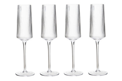 Orsina Eldon Set Of Four Ribbed Champagne Glasses Mob Packaging from B&Q