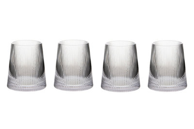 Orsina Set Of Four Ribbed Glass Tumblers,380Ml Crystal Tumblers Glassware,cocktail Glasses,gin Drinking Glasses from B&Q