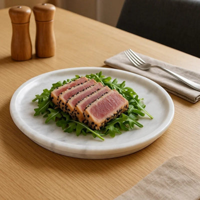 Orsina Marmore Round Marble Plate from B&Q