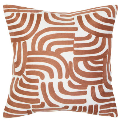 Premier Housewares Bosie Ozella Natural And Terracotta Square Cushion