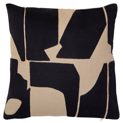Premier Housewares Black Bosie Ozella Natural And Square Cushion