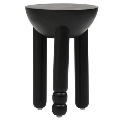 Walsa Black Finish Mango Wood Column Detail Round Side Table D35Cm X H50Cm from B&Q