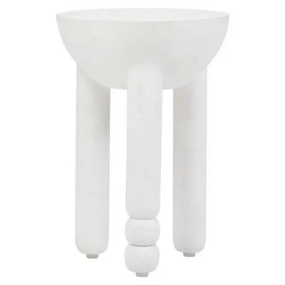 Walsa Whitewash Mango Wood Column Detail Round Side Table D35Cm X H50Cm from B&Q