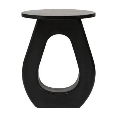 Walsa Black Finish Mango Wood Accent Table D40Cm X H52Cm from B&Q