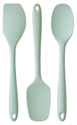 Premier Housewares Interiors By Premier Sage Green 3Pc Silicone Kitchen Tool Set,spoonSpatula & Turner With Hanging Loops,modern Kitchen Gadgets from B&Q