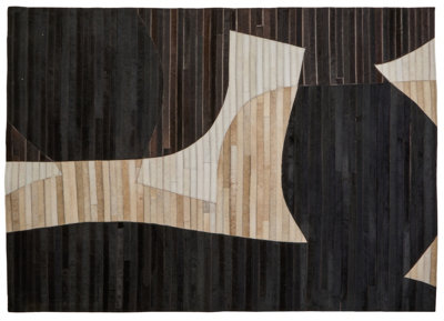 Orsina Bosie Safira Small Abstract Hair On Leather Rug from B&Q