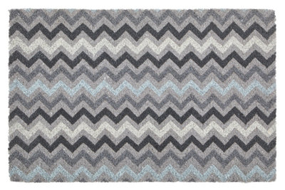 Orsina Filta Grey And White Chevron Coir Doormat