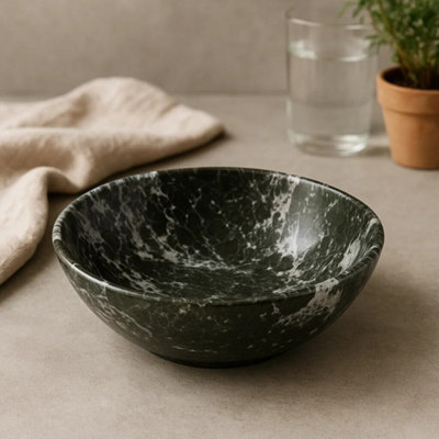 Orsina Marmore Black And White Veined Marble Bowl from B&Q