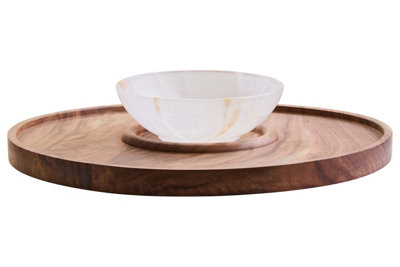 Orsina Kora Acacia Wood And Onyx Chip And Dip Plate from B&Q