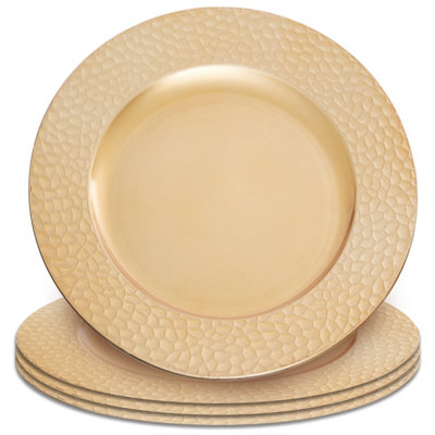 Orsina 33Cm Set Of 4 Gold Finish Hammered Charger Plate SetVersatile Dinnerware Set Charger Plates For Ocassions from B&Q