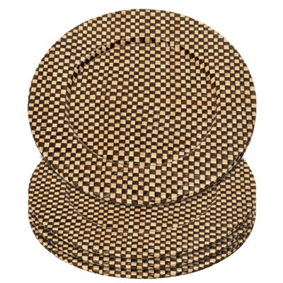 B&Q -  Set Of Four 33Cm Dia Pandanus Black And Natural Charger Plates