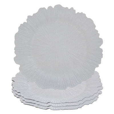 Orsina 33Cm Set Of 4 White Finish Reef Charger Plate SetVersatile Dinnerware Set Charger Plates For All Ocassions from B&Q