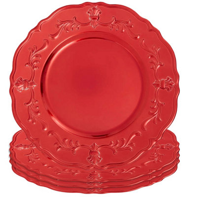 Orsina 33Cm Set Of 4 Red Baroque Charger Plate SetVersatile Dinnerware Set Charger Plates For All Ocassions from B&Q
