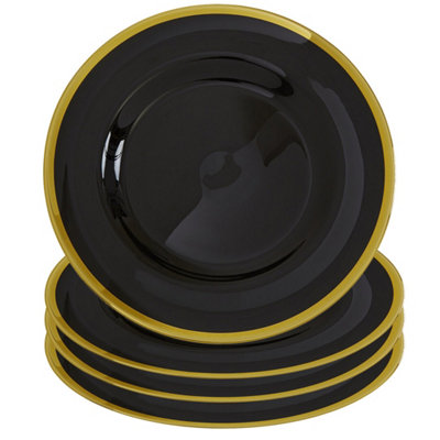Orsina Set Of Four Ida 33Cm Dia Black Glass Charger Plates from B&Q