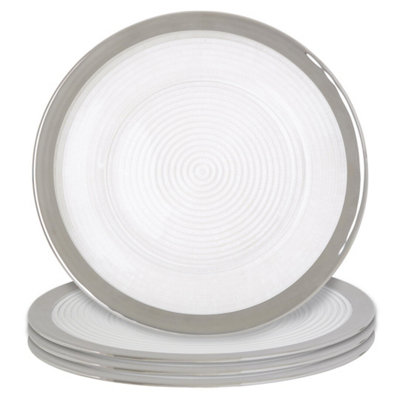 Orsina Ida Set Of Four 33Cm Dia Embossed Charger Plates With Silver Rim from B&Q