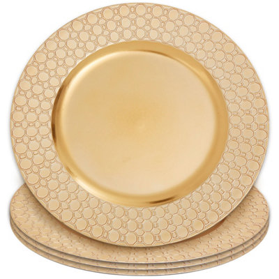 Orsina Set Of Four 33Cm Dia Gold Charger Plates With Octagon Pattern Rim from B&Q