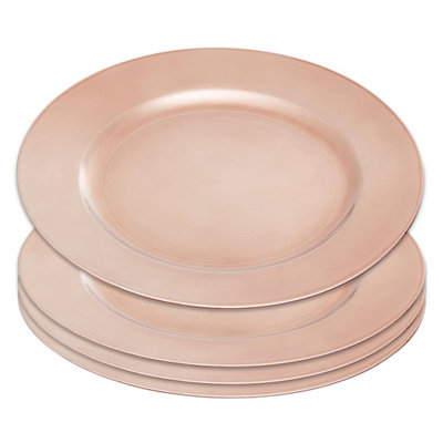 B&Q -  Set Of Four 33Cm Dia Rose Gold Flat Style Charger Plates