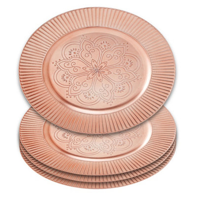 Orsina Set Of 4 Redbud Rose Gold Charger Plates from B&Q