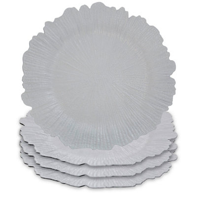 Orsina Set Of Four 33Cm Dia White Reef Charger Plates from B&Q