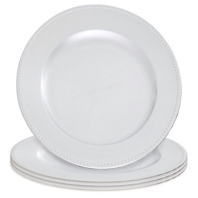 Orsina Set Of Four 33Cm Dia Silver Finish Dotted Charger Plates from B&Q