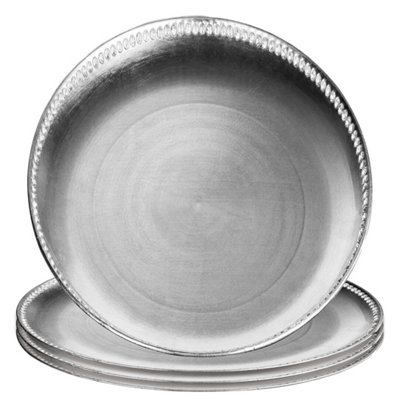 Orsina Set Of Four 33Cm Dia Radiance Silver Decorative Chargers from B&Q