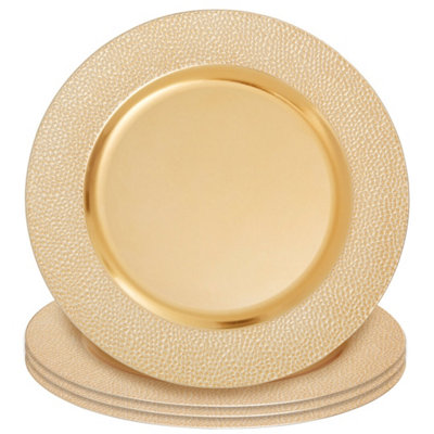 Orsina Set Of Four 33Cm Dia Gold Finish Pebble Effect Charger Plates from B&Q