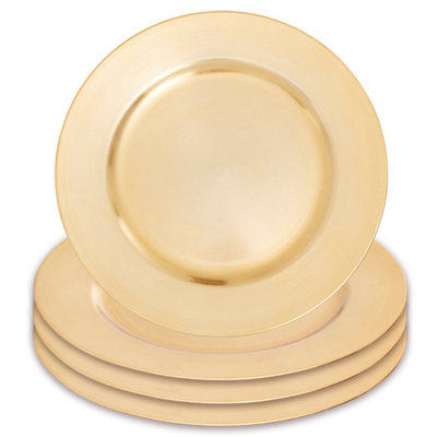 Orsina Set Of Four 33Cm Dia Gold Finish Flat Style Charger Plates from B&Q