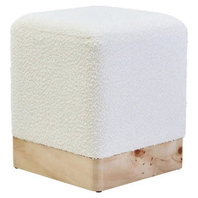 Mota Burl Wood And Cream Boucle Sqaure Stool 36Cm X 43Cm from B&Q
