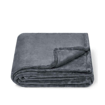 Brand Lab Unisex Charcoal Fleece Blanket In - Image 3