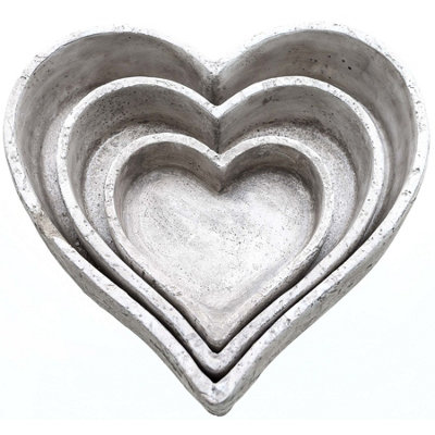 Hill Interiors Unisex Stone Heart Drative Dish (Pack Of 3) In - Image 4