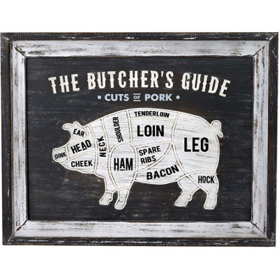 Hill Interiors Butchers Cuts Pork Framed Plaque White/grey (One Size) from B&Q