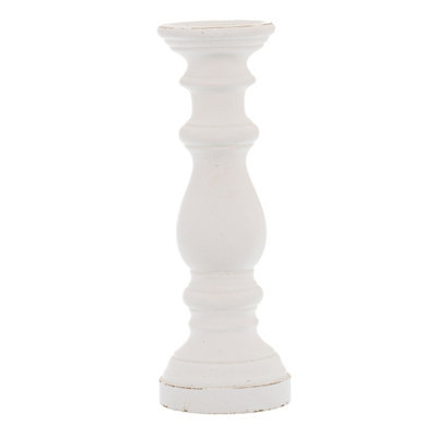 B&Q -  Ceramic Column Candle Holder White (One Size)
